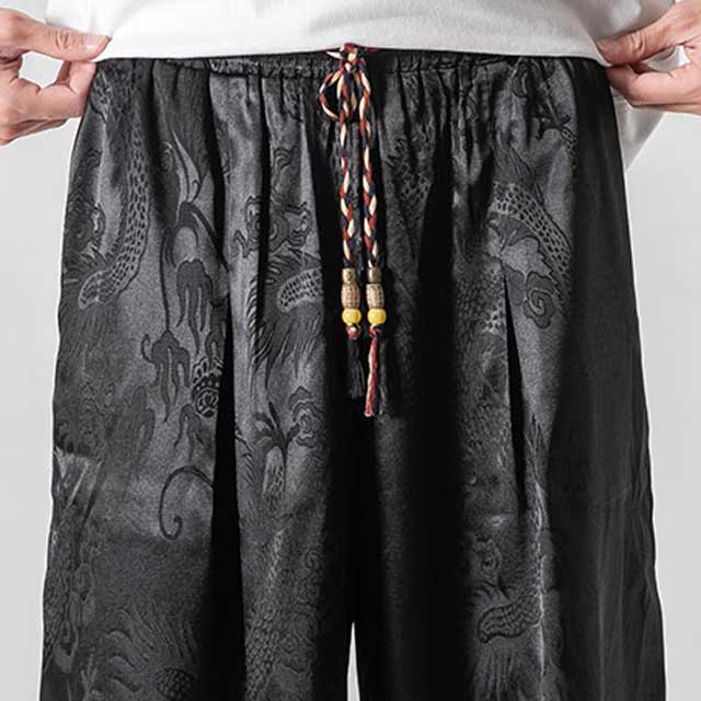 Silky Hakama Style Pants - Harem Pants Men