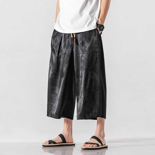 Silky Hakama Style Pants - Harem Pants Men