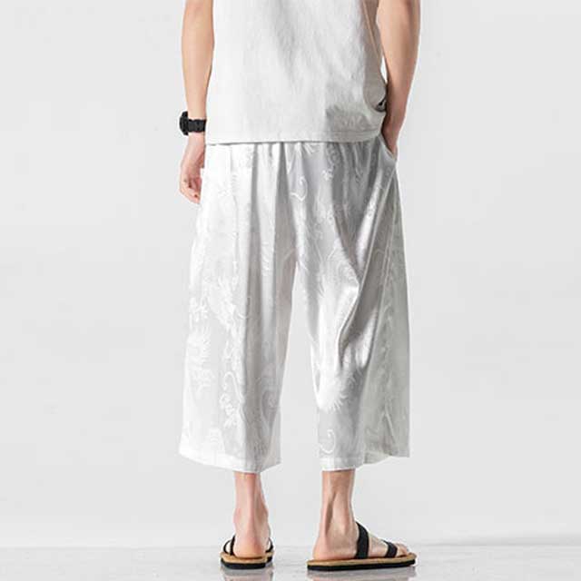 Silky Hakama Style Pants - Harem Pants Men