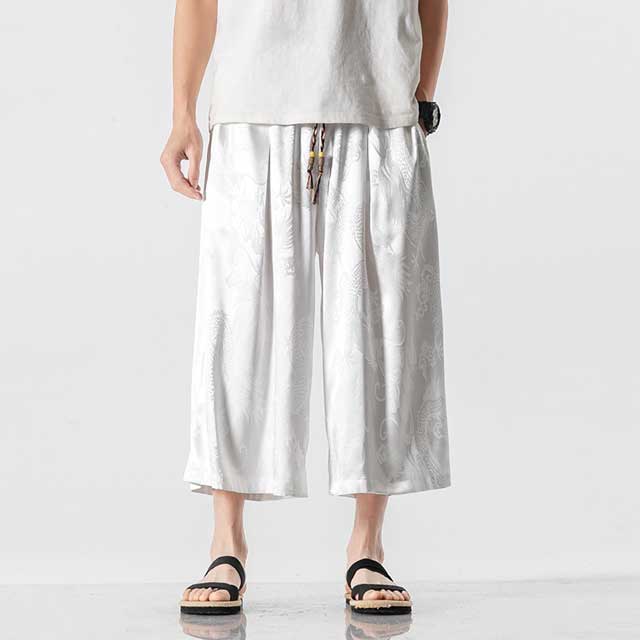 Silky Hakama Style Pants - Harem Pants Men