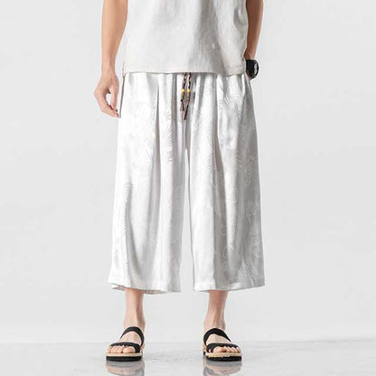 Silky Hakama Style Pants - Harem Pants Men