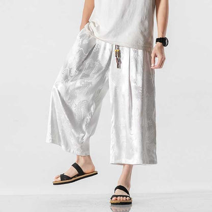Silky Hakama Style Pants - Harem Pants Men