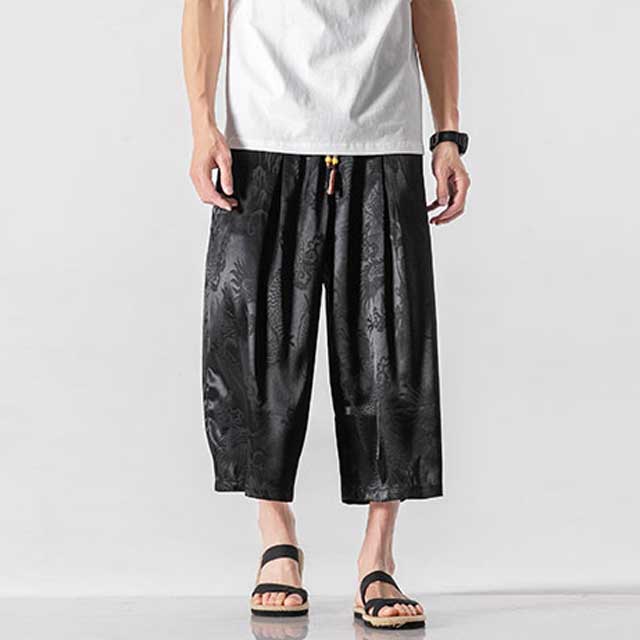 Silky Hakama Style Pants - Harem Pants Men