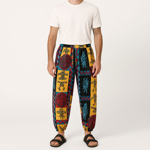 Boho Tribal Harem Pants for Men – Summer Cotton Linen - Harem Pants Men