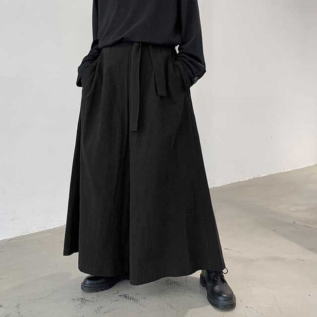 Wide Leg Hakama Style Trousers - Harem Pants Men