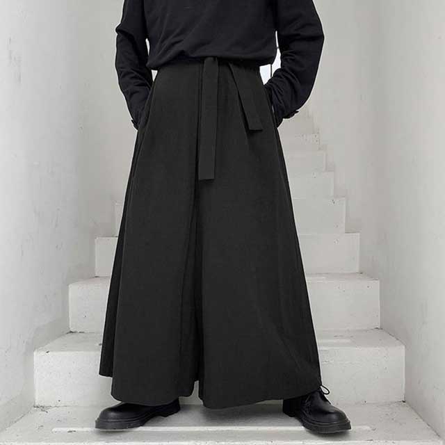 Wide Leg Hakama Style Trousers - Harem Pants Men