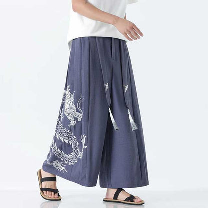Dragon Hakama Pants - Harem Pants Men