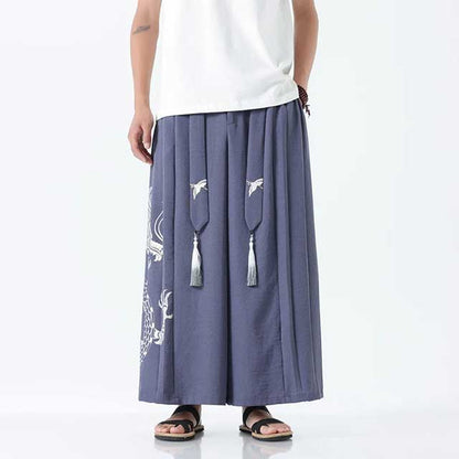 Dragon Hakama Pants - Harem Pants Men